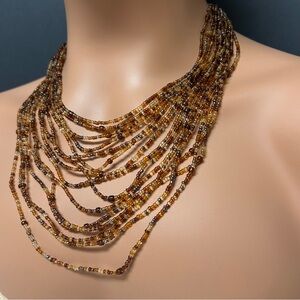 Avon - Earth Tone Beaded Layered Necklace